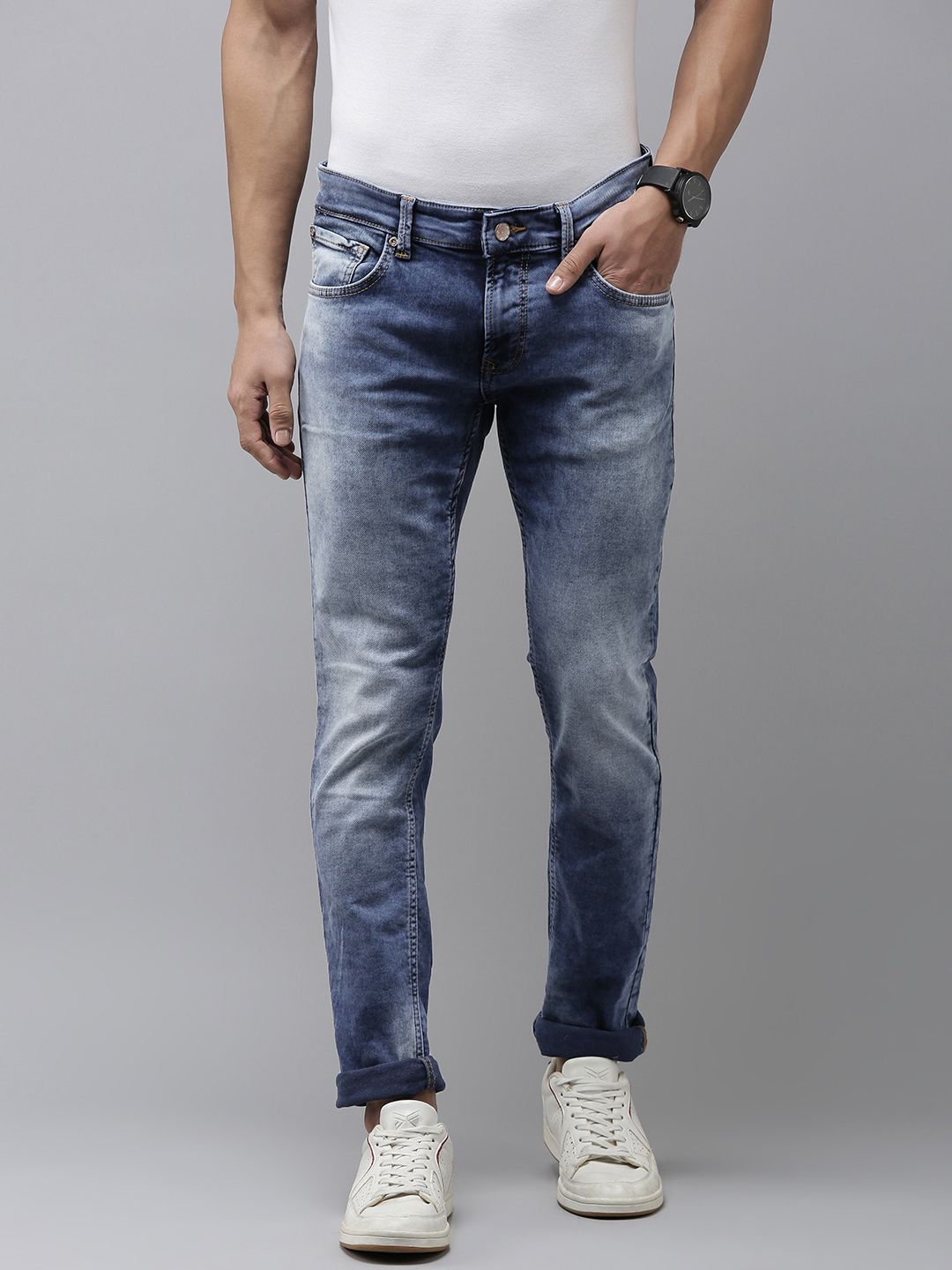 SPYKAR Men Skinny Fit Low-Rise Heavy Fade Stretchable Jeans