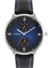 Sambungan Perancis Lelaki Bercetak Dial & Kulit Tali Analog Watch FCN066ubl