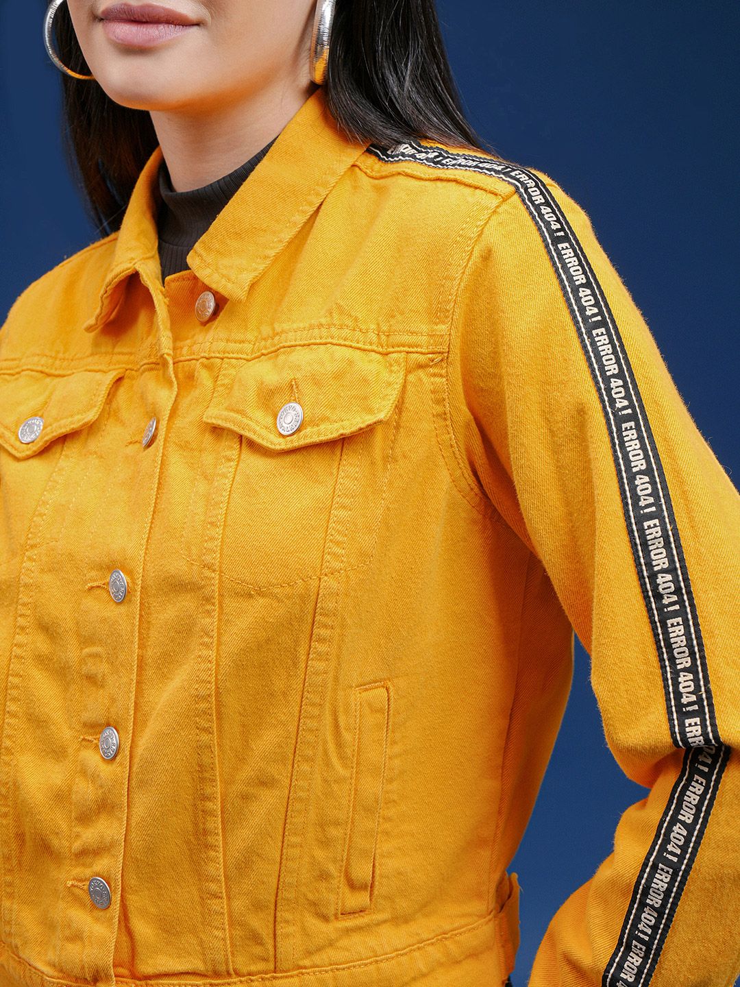 Tokyo Talkies Women Yellow Solid Denim Jacket