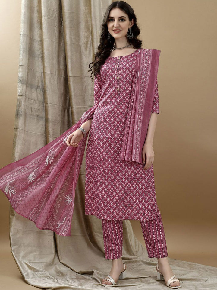 KALINI Women Ethnic Motifs Printed Regular Kurta with Trousers & Dupatta