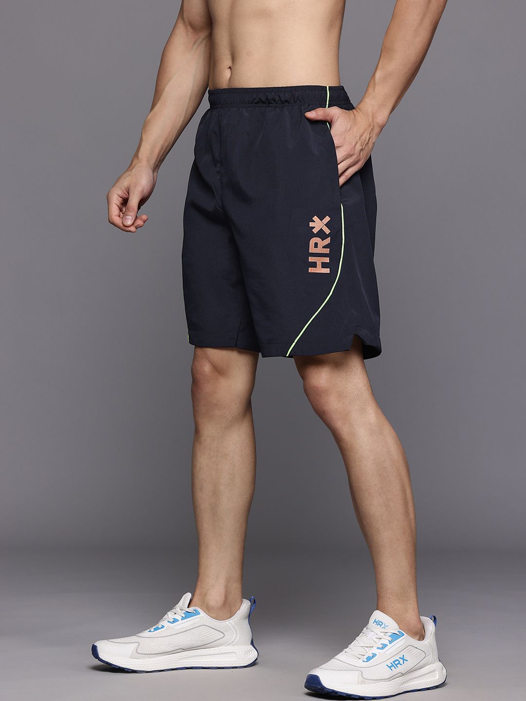 HRX by Hrithik Roshan Men Brand-Logo Print Rapid-Dry Training Shorts