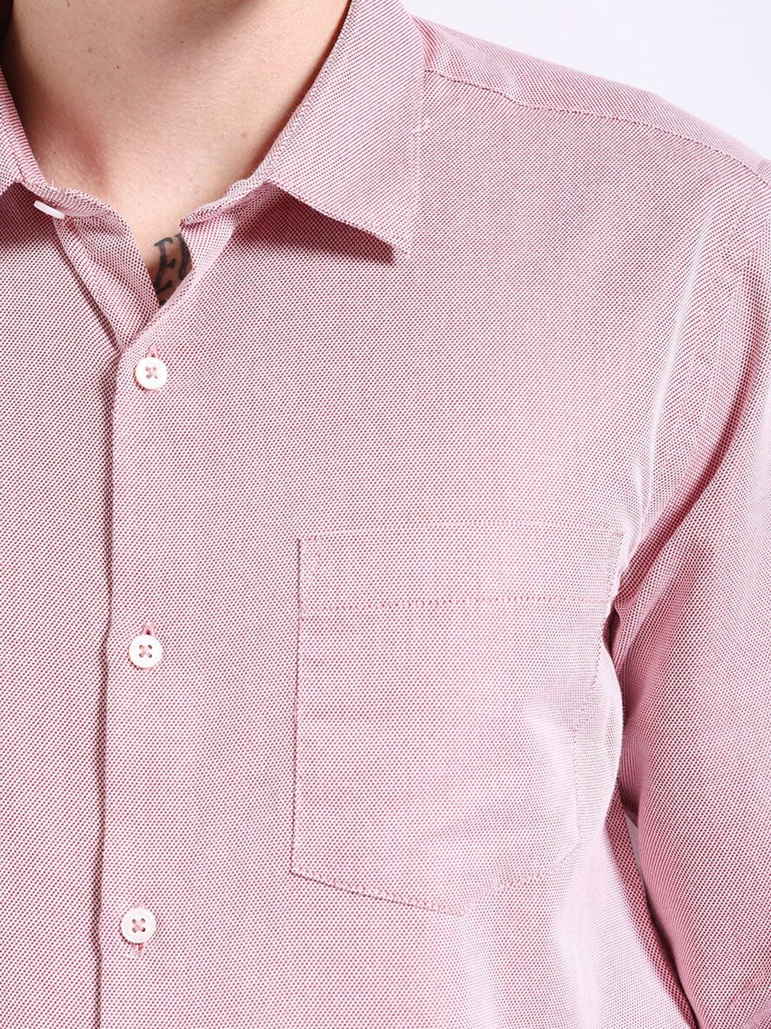 The Indian Garage Co. X Luxe Red & White Slim Fit Spread Collar Formal Shirt
