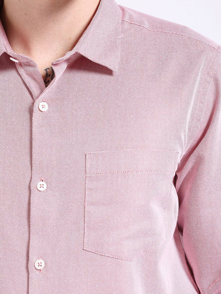 The Indian Garage Co. X Luxe Red & White Slim Fit Spread Collar Formal Shirt