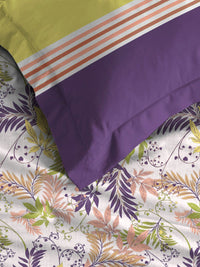 MYTRIDENT Firefly Purple Dusk & Dawn Flat 144TC King Pure Cotton Bedsheet Set