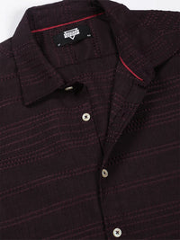 Thomas Scott Men Classic Slim Fit Horizontal Stripes Opaque Printed Casual Shirt