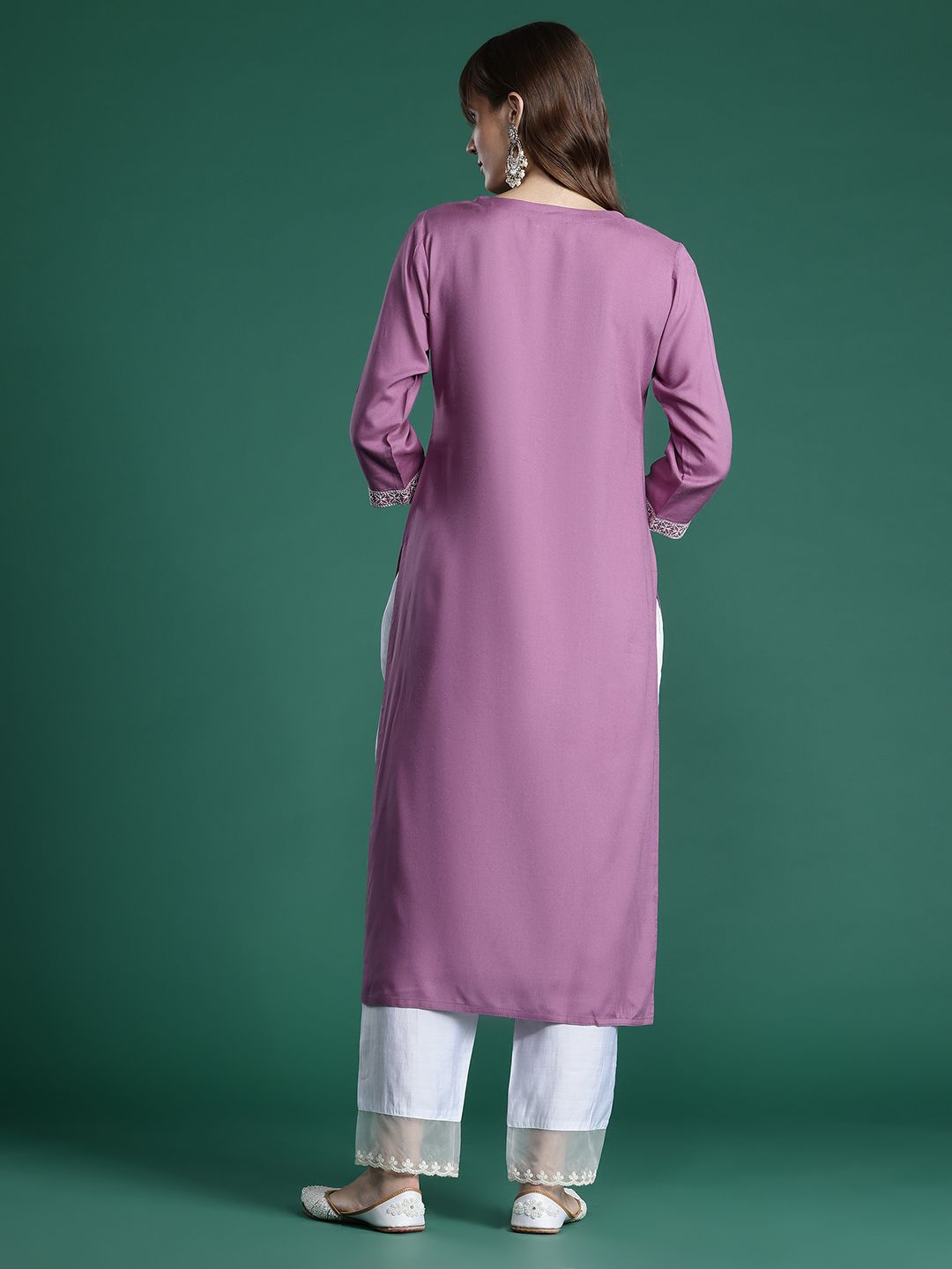 Indo Era Floral Embroidered Thread Work Kurta