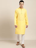SOJANYA Lelaki Yellow Checked Straight Kurta