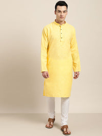 SOJANYA Lelaki Yellow Checked Straight Kurta