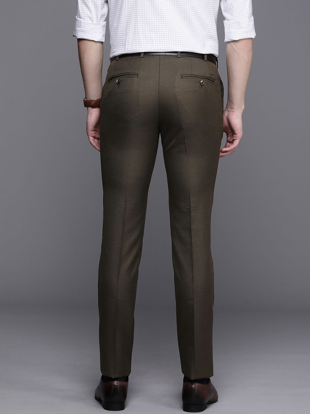 Raymond Men Textured Slim Fit Formal Trousers