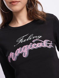 DressBerry Vibe Check Printed Crop Fitted Top