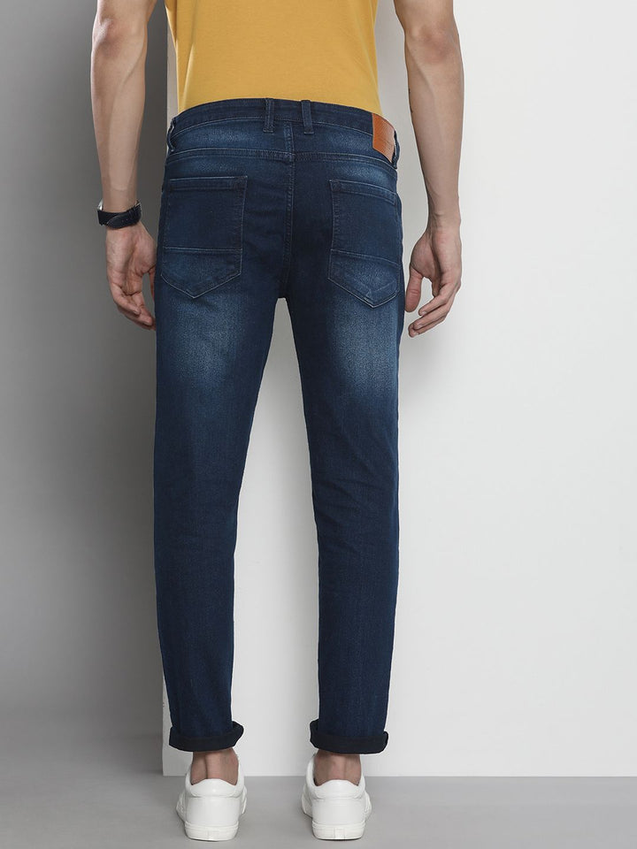 The Indian Garage Co Men Carrot Fit Low Distress Light Fade Stretchable Jeans