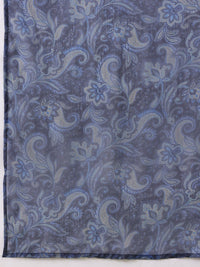 Anouk Paisley Print Thread Work & Sequinned Detail A-Line Kurta with Trousers & Dupatta