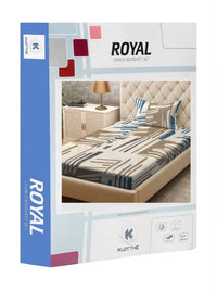 KLOTTHE Blue & Grey Abstract Printed 300 TC Single Bedsheet & Pillow Covers