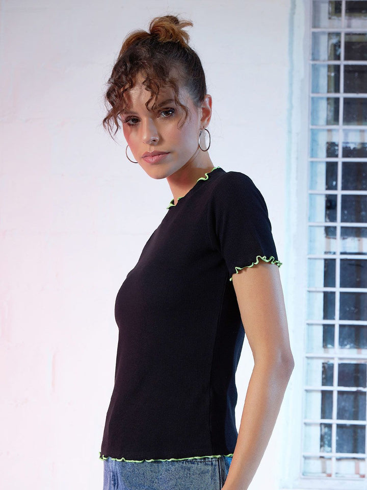 SASSAFRAS Black High-Neck Top