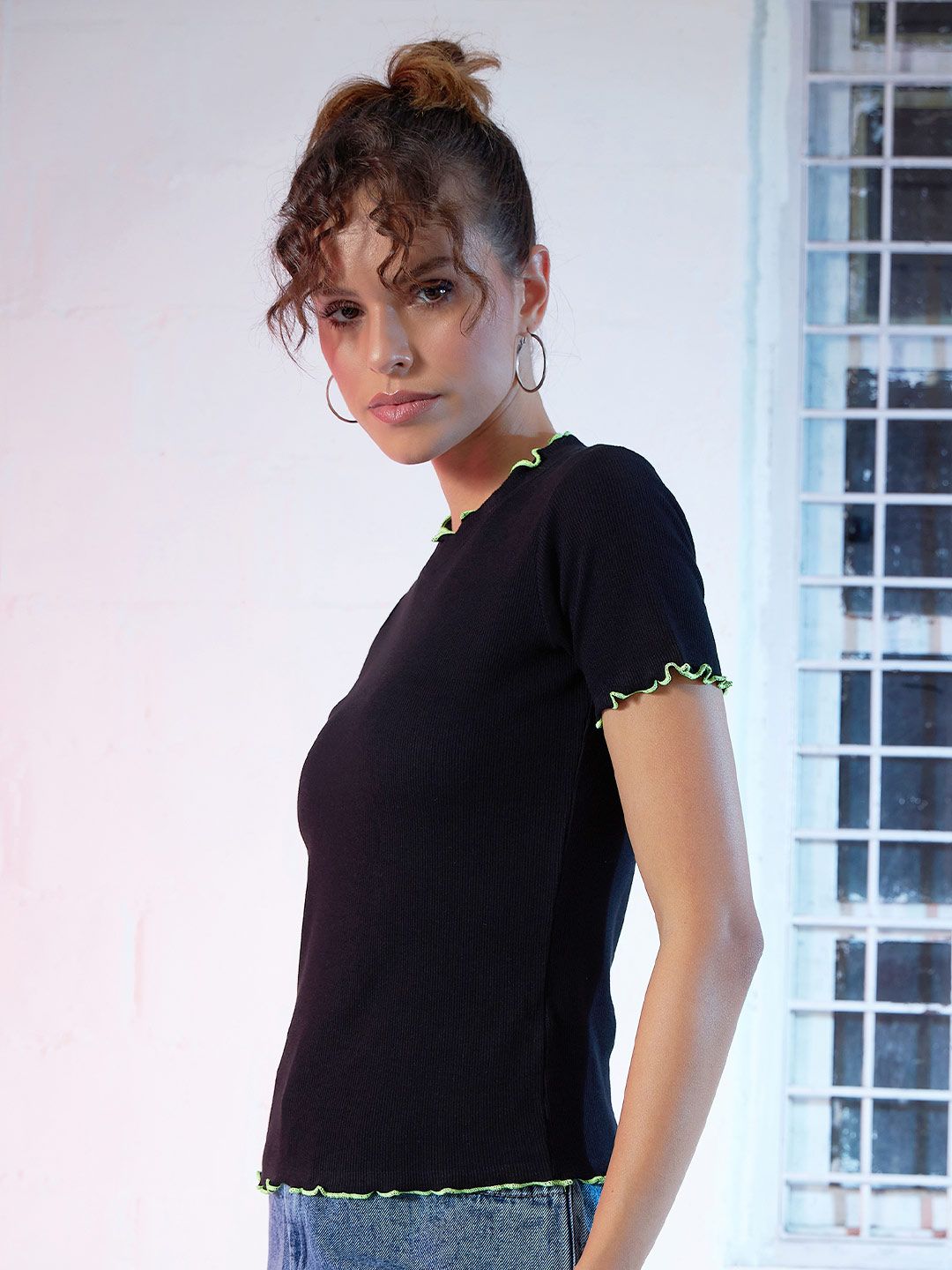 SASSAFRAS Black High-Neck Top