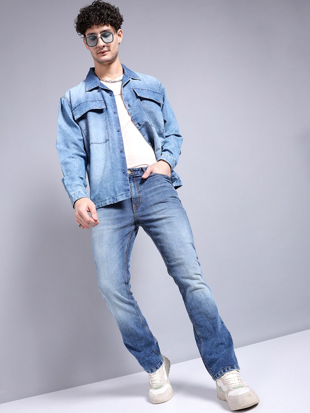 The Indian Garage Co Men Blue Bootcut Mid-Rise Clean Look Stretchable Jeans