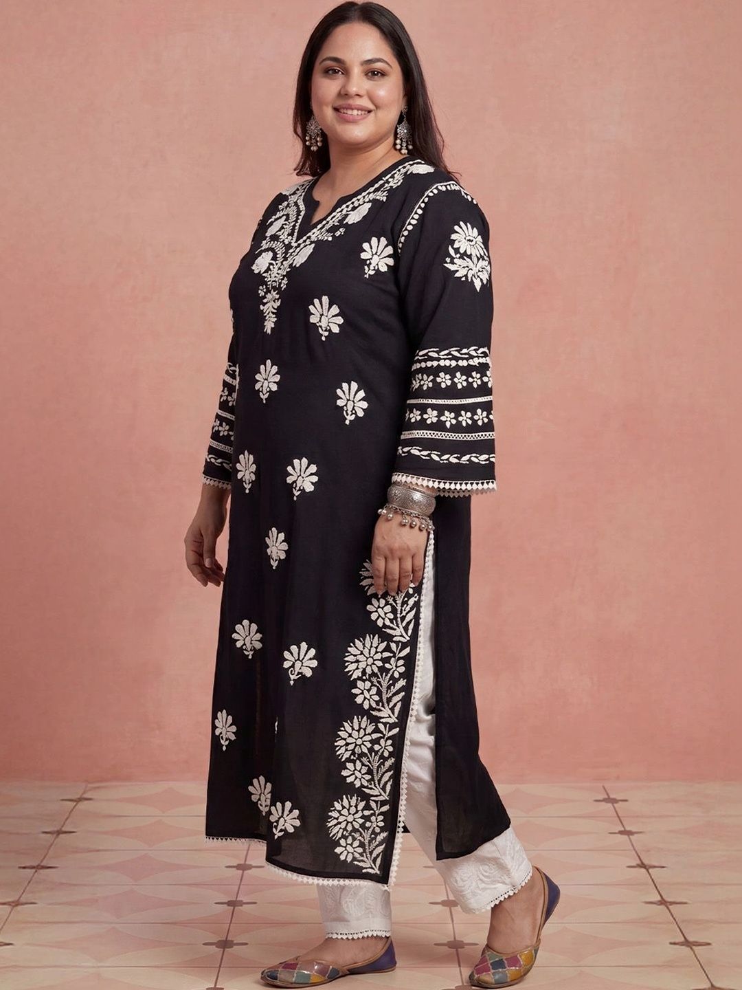 Rumah Wanita Chikankari Sulam Kurta Chikankari