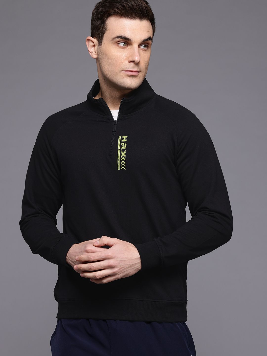 HRX by Hrithik Roshan Mock Collar Raglan Sleeve Running Sweatshirt