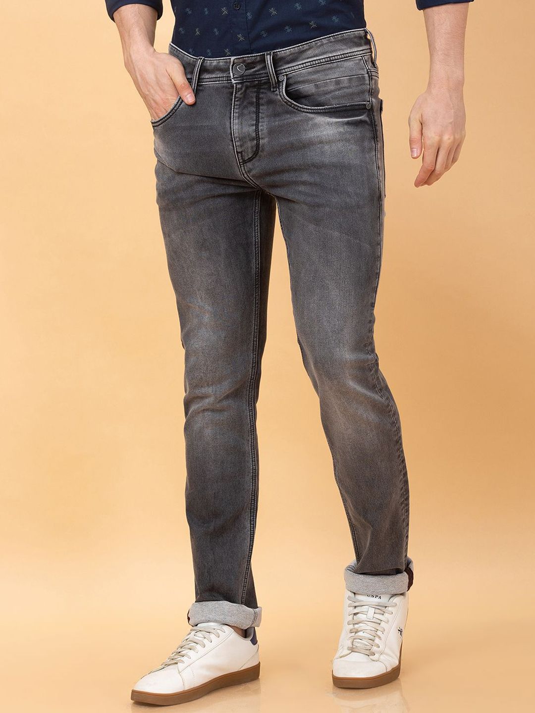 Being Human Men Straight Fit Low Distress Heavy Fade Jeans