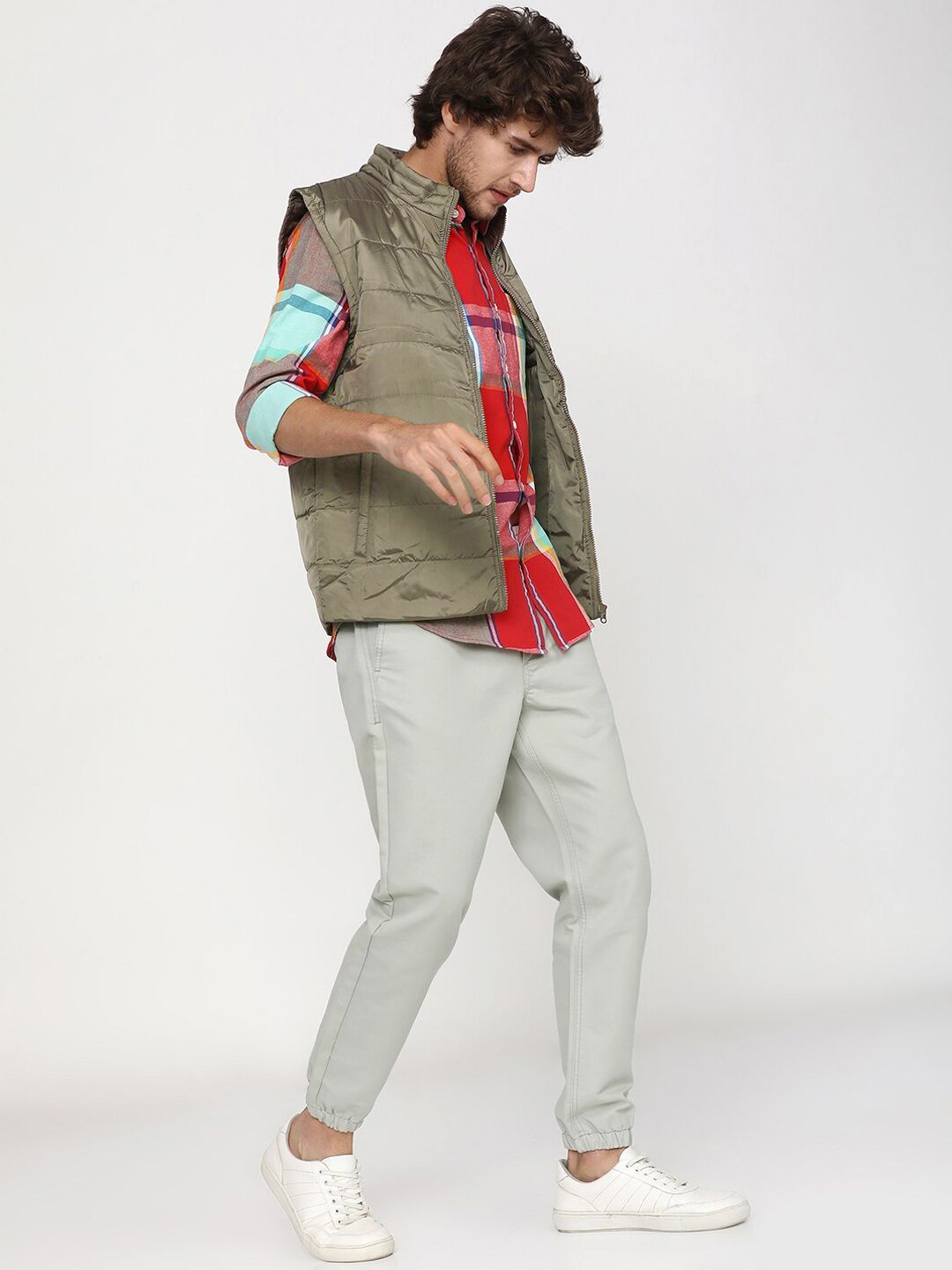HIGHLANDER Men Brown Checked Padded Jacket