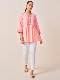 Global Desi Solid Embroidered Tunic