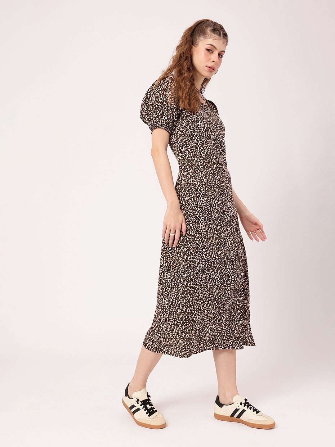 DressBerry Fierce Side Animal Skin Print Midi Dress With Slit