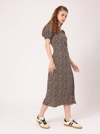 DressBerry Fierce Side Animal Skin Print Midi Dress With Slit