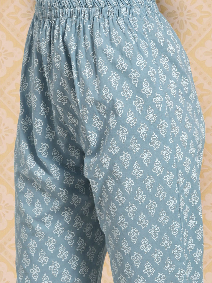 KALINI Women Ethnic Motifs Printed Regular Pure Cotton Kurta with Trousers & Dupatta