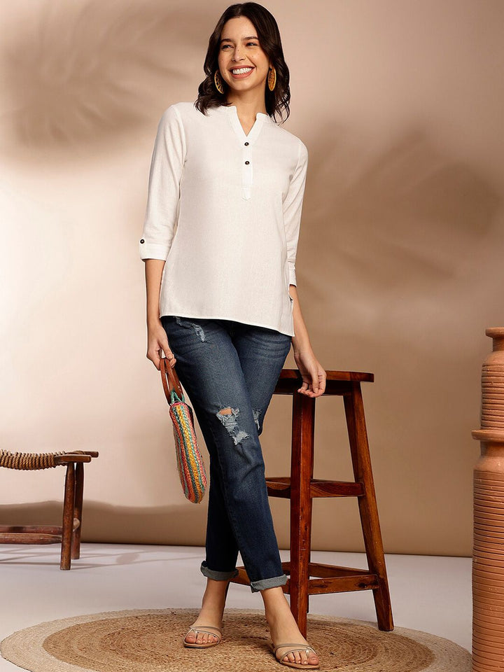 Anouk V-Neck Pure Cotton Short Kurti