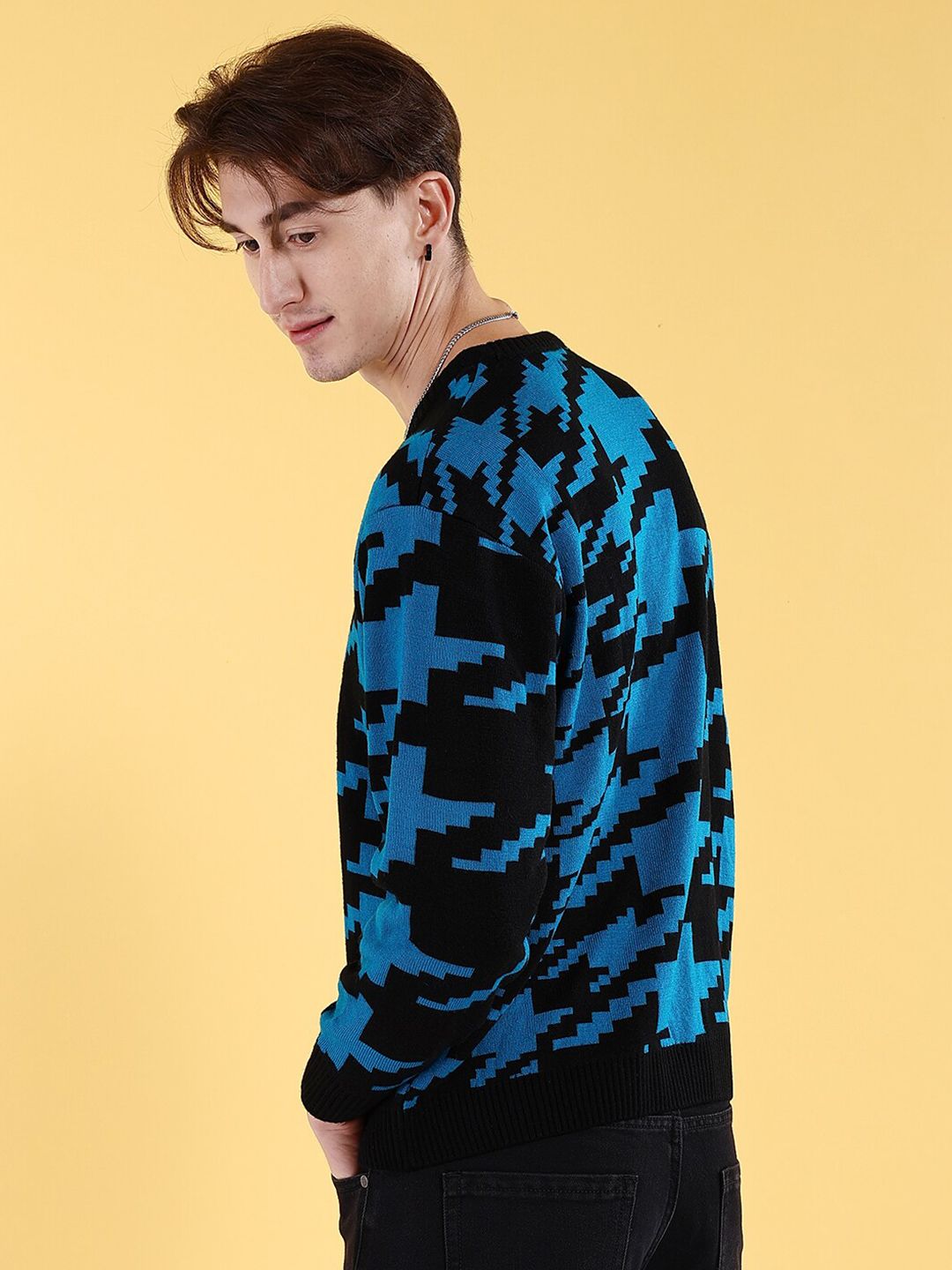 The Indian Garage Co Geometric Self Designed Acrylic Pullover