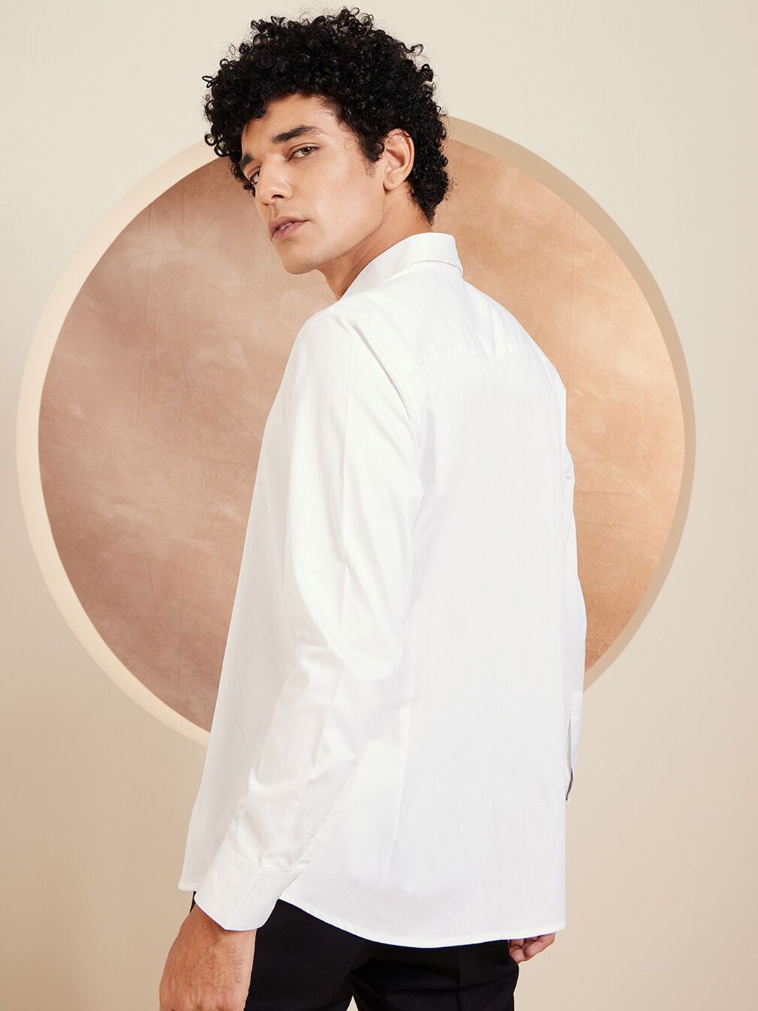 DENNISON Smart Spread Collar Long Sleeve Cotton Shirt