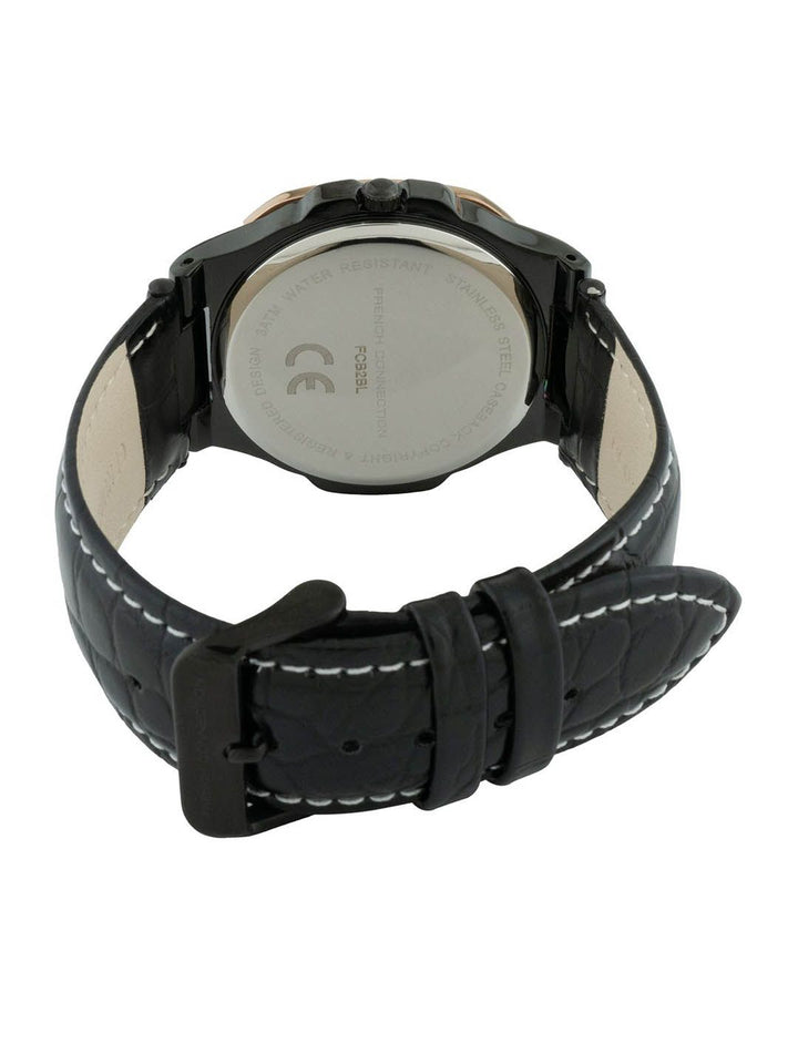 Sambungan Perancis Lelaki Dial & Gaya Gaya Kulit Tali Analog Watch- FCB2BL