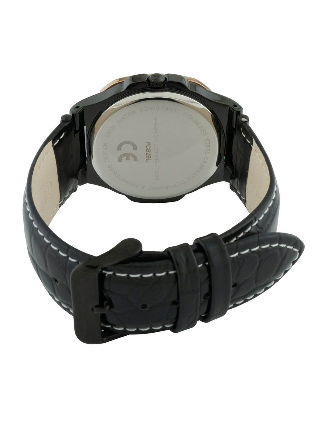 Sambungan Perancis Lelaki Dial & Gaya Gaya Kulit Tali Analog Watch- FCB2BL