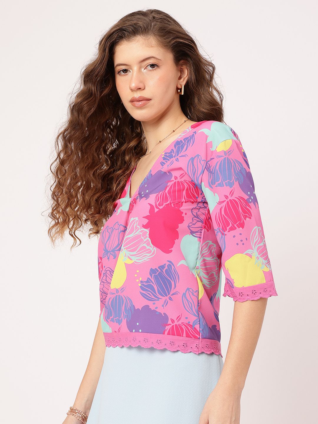 DressBerry Floral Fever Schiffli Detail Top