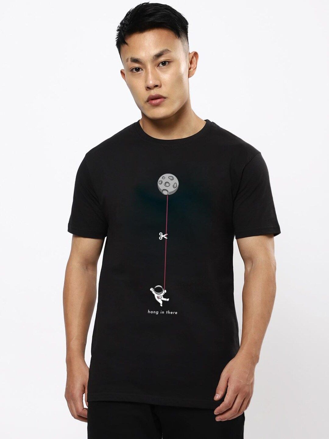 Bewakoof Men Black Printed Pure Cotton  T-shirt