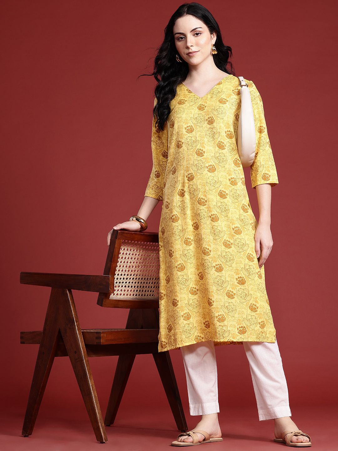 Anouk Women Pure Cotton Floral Printed Kurta