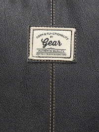 Gear Unisex Black Faux Leather Solid Backpack