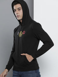 The Indian Garage Co Men Black Printed Hooded Sweatshirt