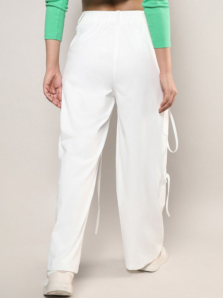 Campus Sutra Women Relaxed Loose Fit Easy Wash Cargos Trousers