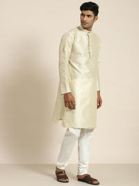 SOJANYA Kurta Rekaan Tenunan Lelaki dengan Churidar dengan Jaket Nehru