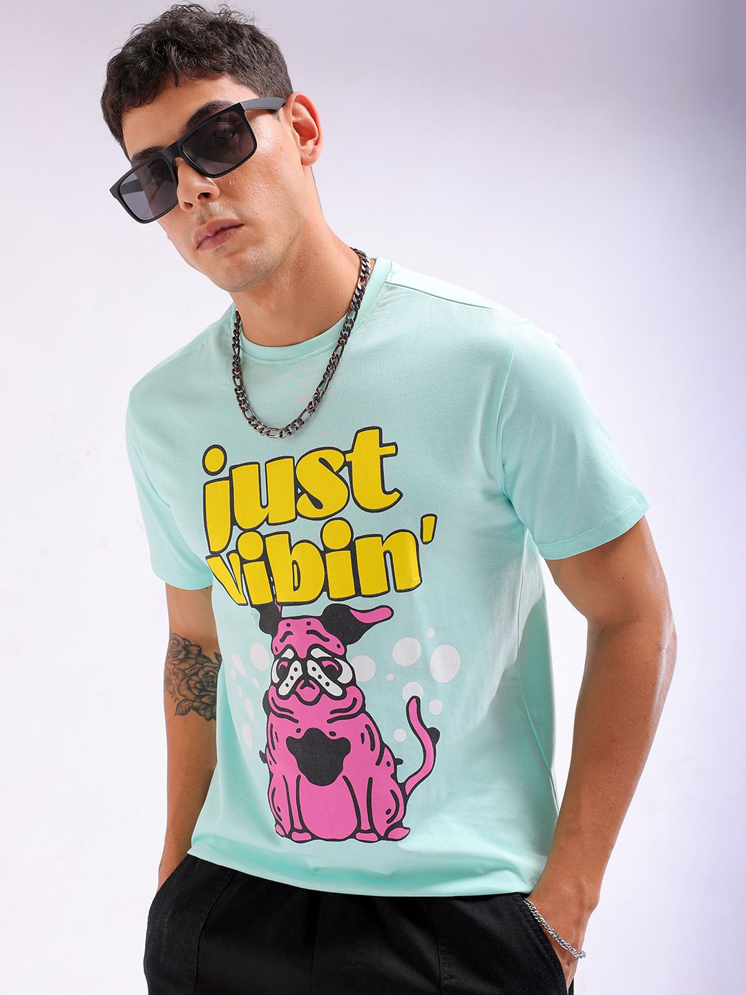 The Indian Garage Co Men Graphic Printed Round Neck Slim Fit T-shirt