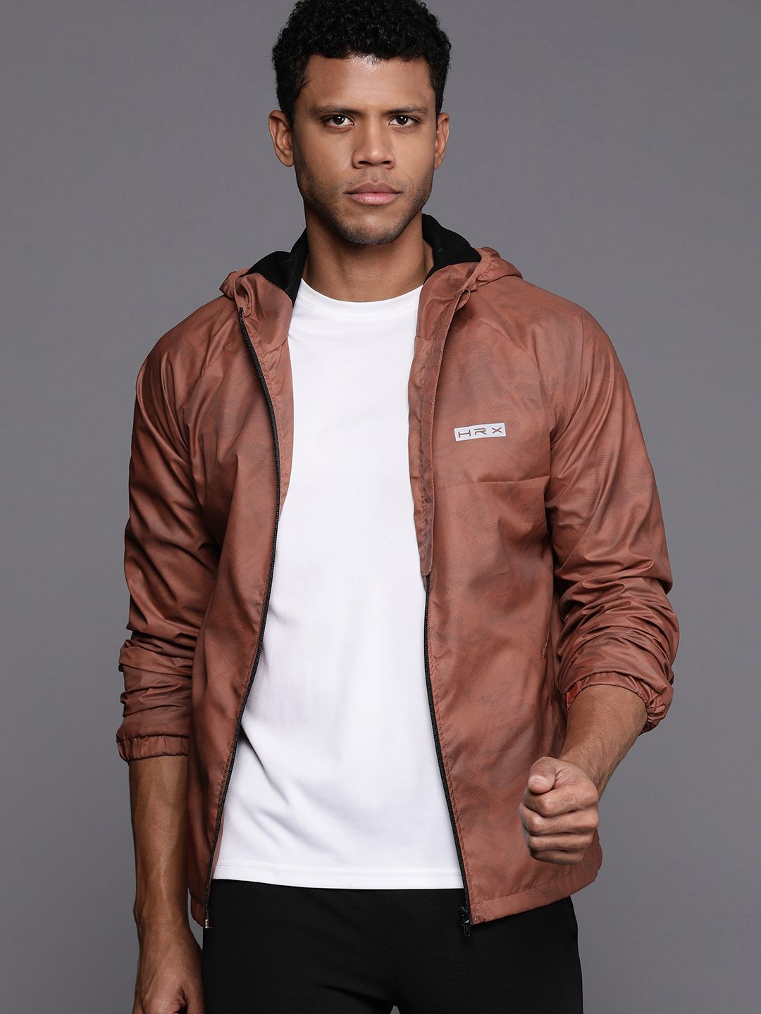HRX by Hrithik Roshan Abstract Print Rapid-Dry Packable Training Jacket