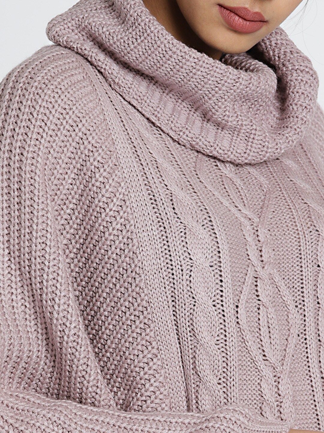 all about you Women Lavender Cable Knit Poncho