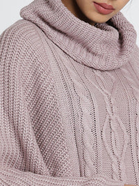 all about you Women Lavender Cable Knit Poncho