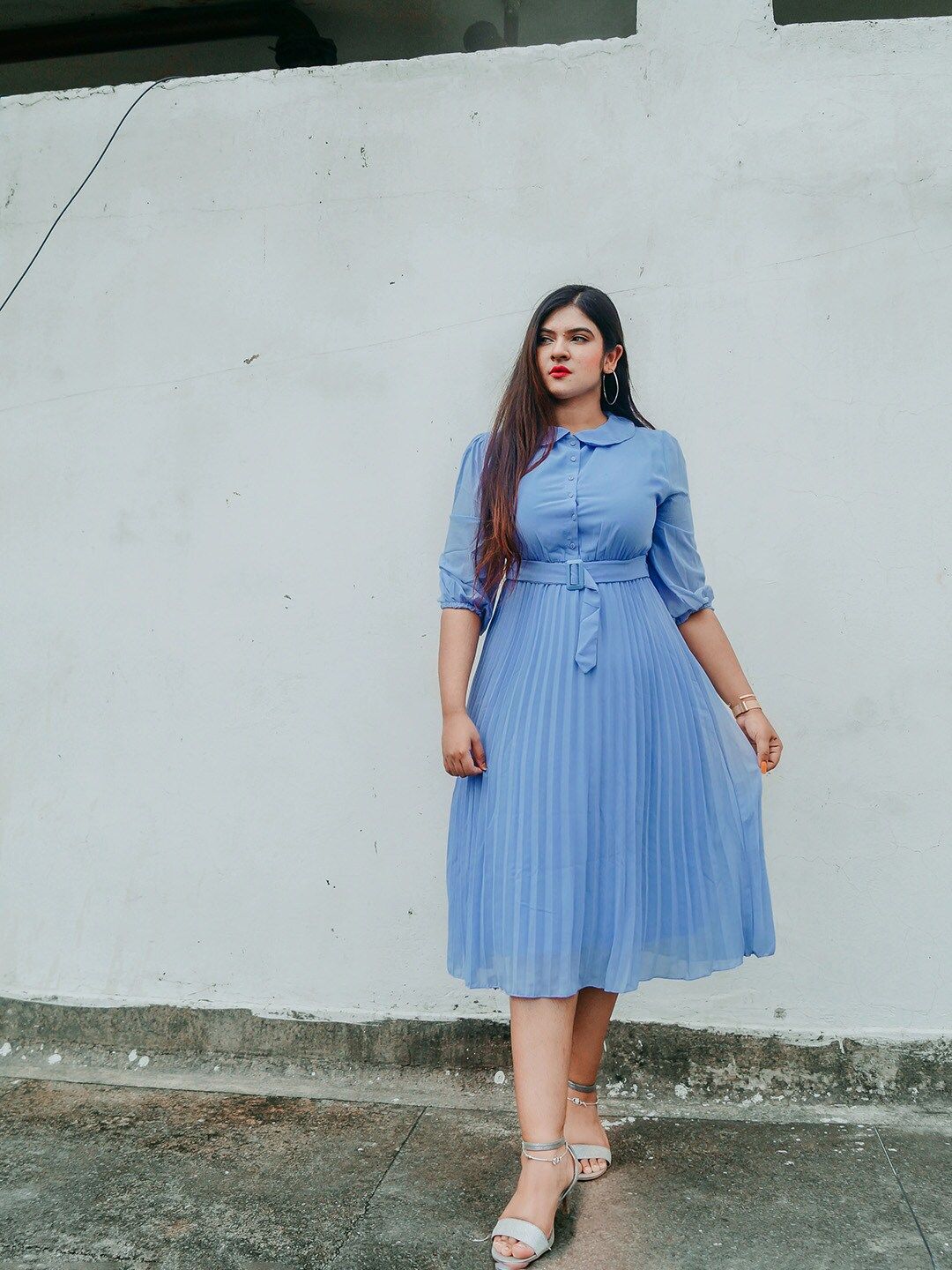 SASSAFRAS Sea Wash Peterpan Collar Pleated Dress