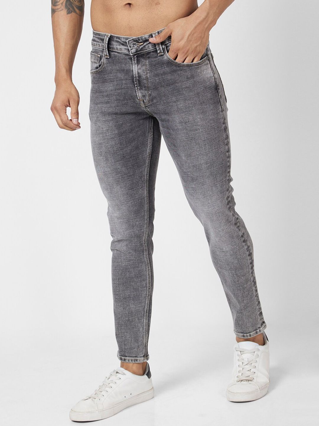 SPYKAR Men Mid-Rise Kano Skinny Fit Heavy Fade Stretchable Jeans