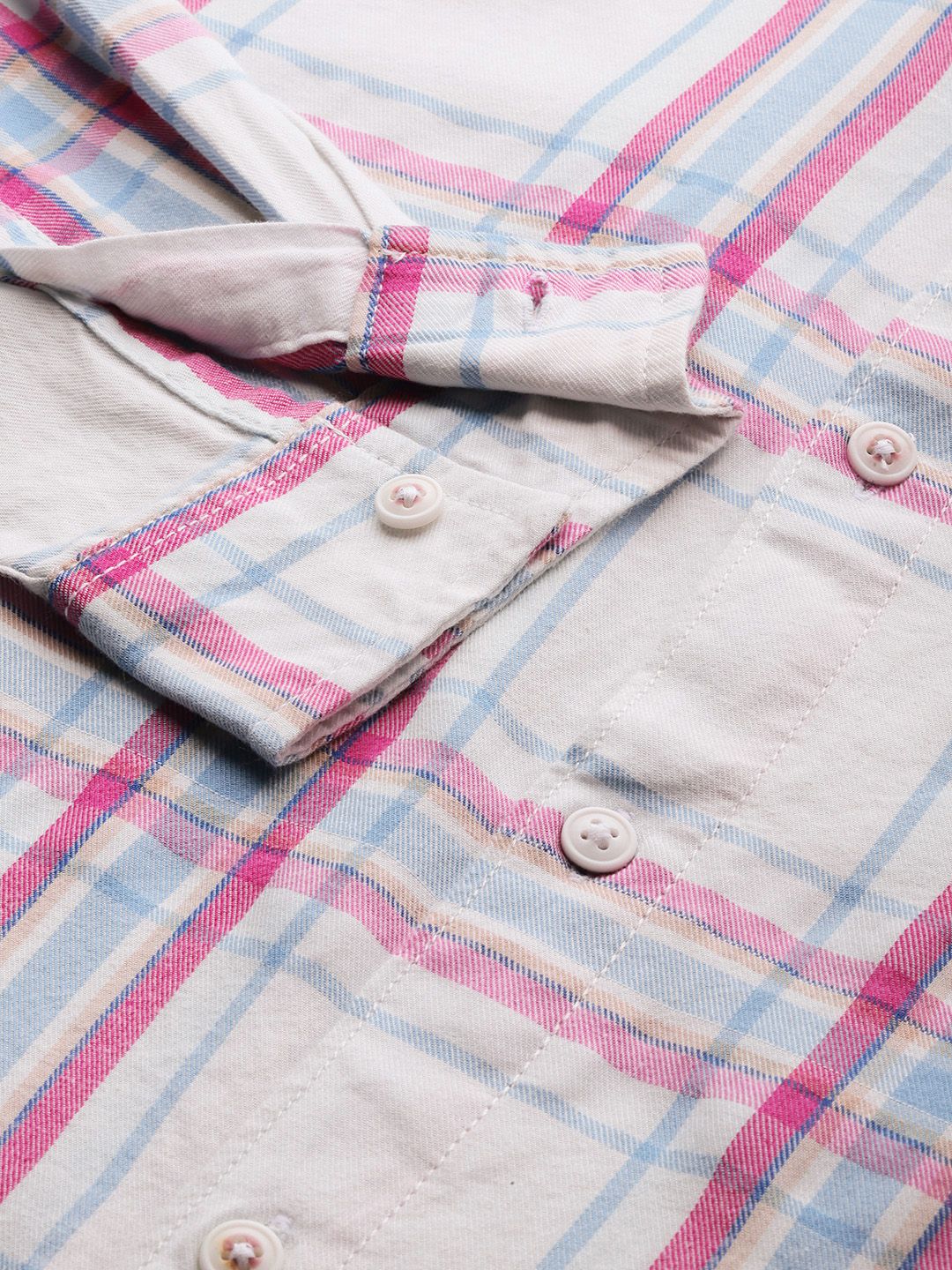 The Indian Garage Co Men Tartan Checked Cotton Casual Shirt