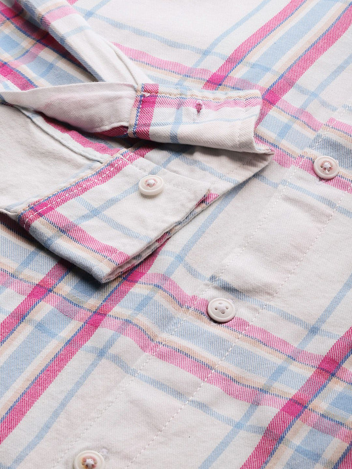 The Indian Garage Co Men Tartan Checked Cotton Casual Shirt