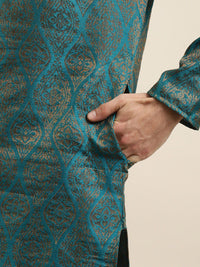 SOJANYA Men Teal Ethnic Motifs Regular Kurta with Churidar