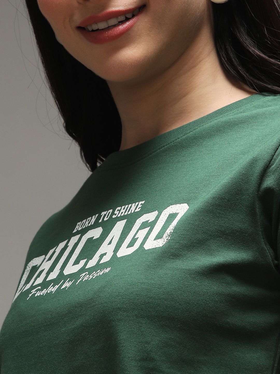 DILLINGER Women Regular Cropped Crew Neck Varsity Printed Tshirt